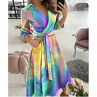 2021ebay aliexpress wish hot spring and summer fashion long-sleeved v-neck print bag hip dress women