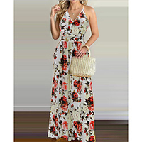 2021ebay aliexpress wish hot style summer new style sleeveless v-neck bohemian floral dress women