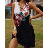 2021wish amazon cross-border new rose print vest dress women