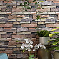 20395Stone Peel and Stick Wallpaper -3D Faux Textured Stone Wall Look – Rustic Brick Wallpaper