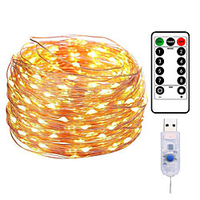 20M 200LED Copper Wire String Lights Outdoor String Lights USB Plug-in Fairy Lights With Remote 8 Modes Lights Waterproof Remote Control Timer Christmas Wedding Birthday Family Party Room Valentine