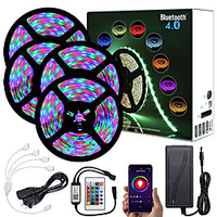 20M (4x5M) App Intelligent Control Bluetooth Music Sync Flexible Led Strip Lights 2835 RGB SMD 1080 LEDs IR 24 Key Bluetooth Controller with 12V Adapter Kit miniinthebox