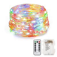 20m String Lights 200 LEDs Warm White RGB White Waterproof Creative Party Batteries Powered miniinthebox