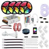 20M(4x5m) LED Light Strips RGB Tiktok Lights Controller Power WiFi Wireless Smart Controlled Kit5050 10mm Waterproof 12V 20A Power Supply and 1Set Mounting Bracket Works with Android and iOS Syste
