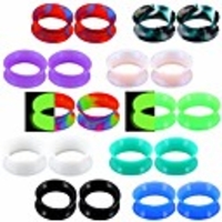 20pcs soft silicone ear gauges marble pearlized flesh tunnels plugs stretchers expander double flared flesh tunnels ear piercing jewelry
