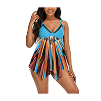 21 new european and american large size swimsuit rainbow printing cover belly open back foreign trade amazon fat woman split skirt swimsuit miniinthebox