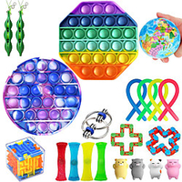 21 pcs Fidget Toys Anti Stress Set Stretchy Strings Gift Pack Adults Children Squishy Sensory Antistress Relief Figet Toys miniinthebox