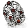 2.16ct. natural garnet 925 sterling silver filigree leaf ring size 8.5