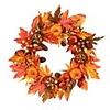 22 Fall Wreath Artificial Yellow and Red Leaves Door Wreath, Pumpkin Berries Maple Leaves Wreath Garland, for Home Front Door Mall for Autumn Halloween Thanksgiving Day Festival Decor