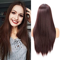 22 inch Long Straight Half Wig for Black Women Half Blonde and Half Black Wig Fashion Synthetic Fiber Middle Parted Wig Heat Resistant Silky Smooth Wig Party Halloween Cosplay Daily Costume miniinthebox