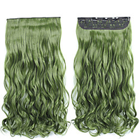 22 Inch Long Wavy Synthetic 5 Clips in One Piece Hair Weave Hairpiece For Women Clip-in Hair Extensions Grey Brown Blonde miniinthebox