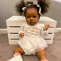 22 inch Reborn Doll Baby Toddler Toy Baby Girl African Doll Reborn Baby Doll Black Doll Saskia lifelike Hand Made Simulation Hand Applied Eyelashes Floppy Head Cloth Silicone Vinyl with Clothes and miniinthebox