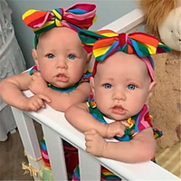 22 inch Reborn Doll Baby Toddler Toy Reborn Baby Doll Baby Girl Reborn Baby Doll Twins Saskia lifelike Hand Made Simulation Hand Applied Eyelashes Floppy Head Cloth Silicone Vinyl with Clothes and