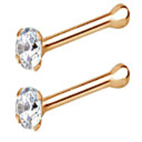 22g rose gold cz simulated diamond micro nose stud,  1.25mm cz pair