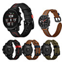 22mm Leather Watch Band for Amazfit GTR 47mm / Amazfit Stratos 3 / Amazfit Pace 1 / Amazfit Stratos 2 2S / Xiaomi Watch Color / Xiaomi Heylou Solar LS05 Replaceable Bracelet Wrist Strap Wristband