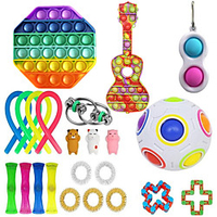 23 pcs Fidget Sensory Toy Set Stress Relief Toys Autism Anxiety Relief Stress Pop Bubble Fidget Sensory Toy For Kids Adults miniinthebox