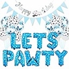 23pcs pet party decoration kit, dog paw print balloons foil balloons happy birthday banner lets pawty letters decorations for dog cat birthday party supplies