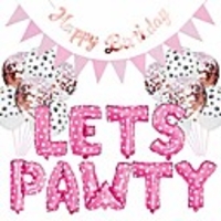 23pcs/set pet party decoration kit dog cat lets pawty balloons birthday banners party supplies