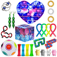 24 pcs Fidget Sensory Toy Set Stress Relief Toys Autism Anxiety Relief Stress Pop Bubble Fidget Sensory Toy For Kids Adults miniinthebox