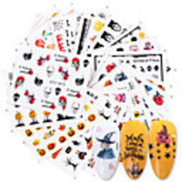 24 Sheets Nail Stickers Nail Art Water Transfer Stickers Halloween Skull Maple Leaf Russian Nail Decoration for DIY Nail Art Decorations