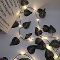 2.4M 30LEDs New Purple Leaf Vine LED String Lights AA Battery Operated Fairy Lights Family Party Wedding Valentine