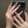 24pcs French rhombus Fake nails with designs Full Cover Nail Tips Press On Nails Coffin False Nails Wearable Ballerina Nails miniinthebox