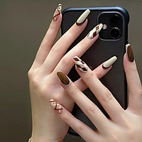 24pcs French rhombus Fake nails with designs Full Cover Nail Tips Press On Nails Coffin False Nails Wearable Ballerina Nails miniinthebox