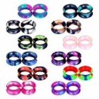 24pcs silicone flexible ear tunnels gauges plugs stretchers expander double flared flesh tunnels ear piercing jewelry 7/8 22mm