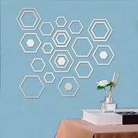 24Pcs/set 3D Hexagon Square Rectangle Acrylic Mirror Wall Stickers DIY Art Wall Decor Stickers Living Room Mirrored Sticker Home Decor miniinthebox