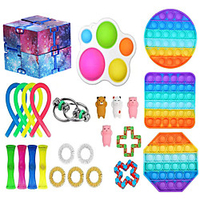 25 pcs Fidget Sensory Toy Set Stress Relief Toys Autism Anxiety Relief Stress Pop Bubble Fidget Sensory Toy For Kids Adults miniinthebox