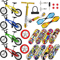 25 pcs Finger skateboards Mini fingerboards Finger bikes Finger Toys Plastics Alloy Office Desk Toys with Replacement Wheels and Tools Party Favors Kid