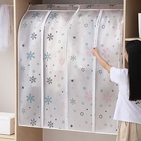 2/5 Pieces 3D Zipper Dust Cover Clothes Storage Wardrobe Suit Bag Closet Hanger Clothes Cover Dust Bag Hanger Transparent Storage Bag Storage Box Wardrobe Clothes Hanging Dust Cover Washable miniinthebox
