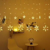 2.5M 138LEDs Snowflake Curtain String Lights EU Plug Fairy Lights Christmas New Year Valentine