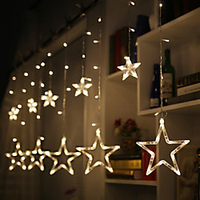 2.5M LED Star String Lights Starburst Curtain Lights Christmas Decoration Fairy Light Bedroom Outdoor Tree Christmas New Year Wedding Valentine