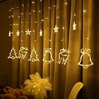 2.5M Star Deer Bell Christmas Tree LED Curtain Lights EU Plug Fairy Tale String Lights Living Room Outdoor Christmas Wedding Decoration Lights