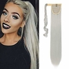 26 long straight wrap around ponytail extensions synthetic clip in ponytail hair extensions hairpiece - silver gray miniinthebox