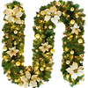 2.7M Christmas Rattan Garland Decorative Green Christmas Garland Artificial Xmas Tree Rattan Banner Decoration