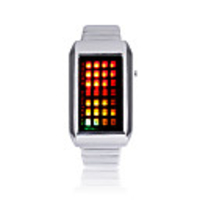 28-LED 3-Color-Light Band Mens Fashion Wrist Watch(Silver)