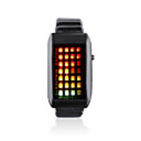 28-LED 3-Color-Light PU Leather Band Mens Fashion Wrist Watch(Black)