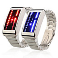 29 LED 3 Line Arrayed Charming Couple Style Women Red LED Men Blue LED Wrist Watch