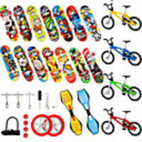 29 pcs Finger skateboards Mini fingerboards Finger bikes Finger Toys Plastics Alloy Office Desk Toys with Replacement Wheels and Tools Party Favors Kid