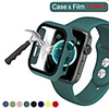 2in1 Full cover for Apple Watch Series 5 4 3 2 Matte Plastic Bumper Hard Frame Case with Glass Film for iWatch Screen Protector