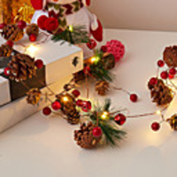 2M 20 LED Fairy Flexible Led String Lights Pine Cone Bell Cedar Star Garland String Light AA Battery Powered Garden Tree Decor Lamp For Xmas New Year Decor Lighting (come without battery)