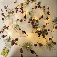 2M 20 LED Fairy Retro Led String Lights Pine Cone Bell Cedar Star Garland String Light AA Battery Powered Garden Tree Decor Lamp For Wedding Party Xmas Lighting (come without battery) miniinthebox
