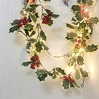 2M 20LEDs Red Berry Christmas Decorating String Lights Garland Handmade LED Ivy Leaf Copper Lights for Christsmas Gift Holiday Tree Home Decoration Lighting(without Battery) miniinthebox
