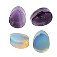 2pairs opalite moon stone amethyst teardrop ear gauges plugs tunnels expanders stretcher silicone body piercing jewelry (2g(6mm))