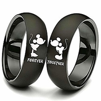 2pc matching set his and hers couple titanium steel rings kiss forever together promise wedding band black women size 5