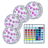 2pcs 10leds RGB Led Underwater Light Pond Submersible Waterproof Swimming Pool Light Battery Operated for Wedding Party