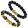 2pcs 12mm hand carved mantra stone feng shui elastic bracelet pi xiu bracelet wealth bracelet for mens womens c2239 (black obsidian and 002) miniinthebox