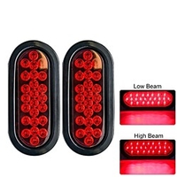 2Pcs 12V 24 LED Oval Truck Trailer Stop Turn Tail Brake Light Side Marker Lamp Trailer Truck Lamp Red Light
